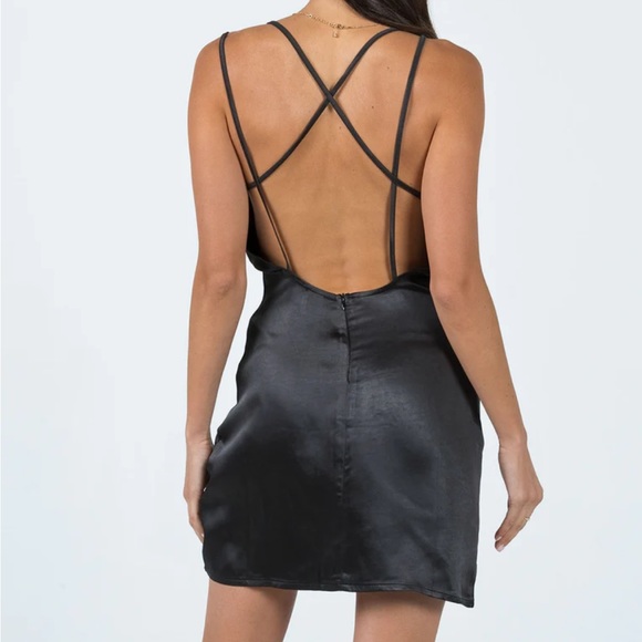 Princess polly black satin mini dress - Picture 2 of 4